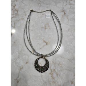 New Lia Sophia Multi Strand Beaded Necklace Filigree Pendant Jewelry Fashion